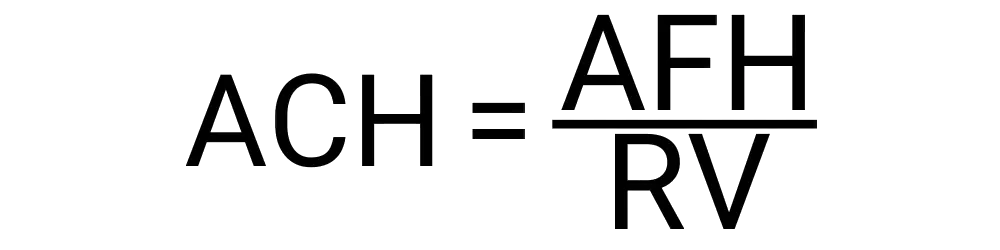 An image showing the formula for calculating air changes per hour.